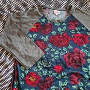 HTF UNICORN Rose Lularoe Gray/Teal/Red/Mint Green Sleeping Beauty Randy Shirt